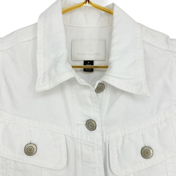 Lauren Ralph Lauren Denim Trucker Dress NWT White Sleeveless Button Front Size 8 - Picture 9 of 10